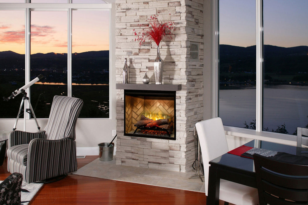 Dimplex Revillusion 30 inch Built-In Electric Firebox Herringbone with Glass Pane and Plug Kit RBF30-FG