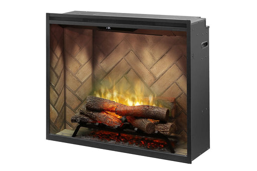 Revillusion® 36" Portrait Built-In Electric Fireplace Herringbone with Glass Pane and Plug Kit included - front view
