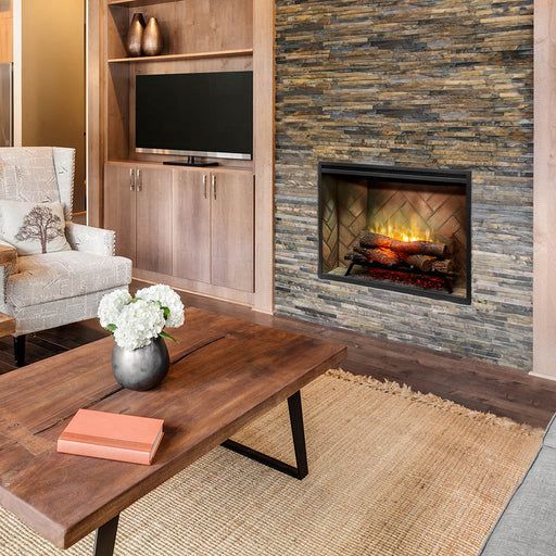 Revillusion® 36-Inch Built-In Electric Fireplace Herringbone with Glass Pane and Plug Kit included | 500002400 - angle view