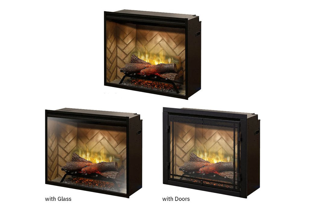 Revillusion® 36-Inch Built-In Electric Fireplace Herringbone with Glass Pane and Plug Kit included | 500002400 - side view