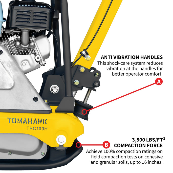 5.5 HP Honda Reverse Plate Compactor 19x14 Plate for Asphalt, Aggregate, Cohesive Soil Compaction - specifications diagram