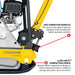 5.5 HP Honda Reverse Plate Compactor 19x14 Plate for Asphalt, Aggregate, Cohesive Soil Compaction - specifications diagram