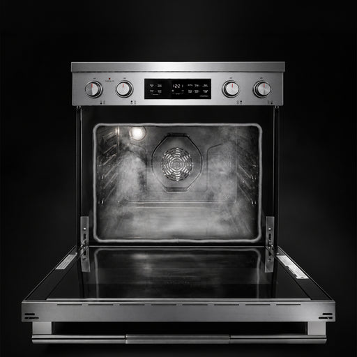Cosmo 30-Inch Stellar Collection 4.6 Cu. Ft. Electric Range, 4 Burner Ceramic Glass Cooktop, Convection Oven, Stainless Steel steam clean feature