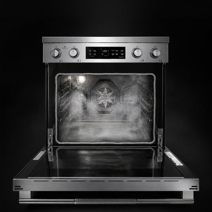 Cosmo 30 in. Stellar Collection 4.6 cu. ft. Electric Range, 4 Burner Ceramic Glass Cooktop, Convection Oven, Stainless Steel steam clean feature