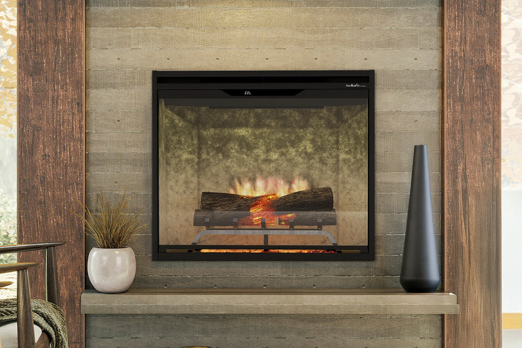 Dimplex Revillusion 30 inch built-in electric firebox weathered concrete front view