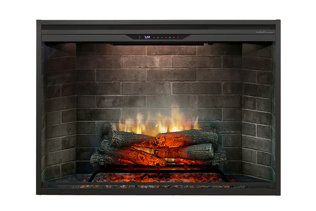 Dimplex Revillusion 42 inch electric firebox neutral brick refractory front view