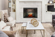 Neutral brick Dimplex Revillusion 42 built-in electric fireplace in a contemporary feature wall