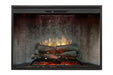 Dimplex Revillusion 42 inch electric firebox weathered concrete refractory front view with glass pane