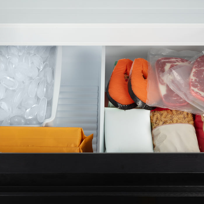 Cosmo 36 in. Vista Collection 27.4 cu. ft. French Door Refrigerator, Freezer Drawer, Water Dispenser, Ice Maker, Matte Black freezer drawer stocked