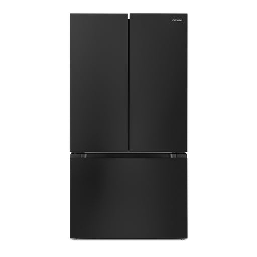 Cosmo 36-Inch Vista Collection 27.4 Cu. Ft. French Door Refrigerator, Freezer Drawer, Water Dispenser, Ice Maker, Matte Black front view