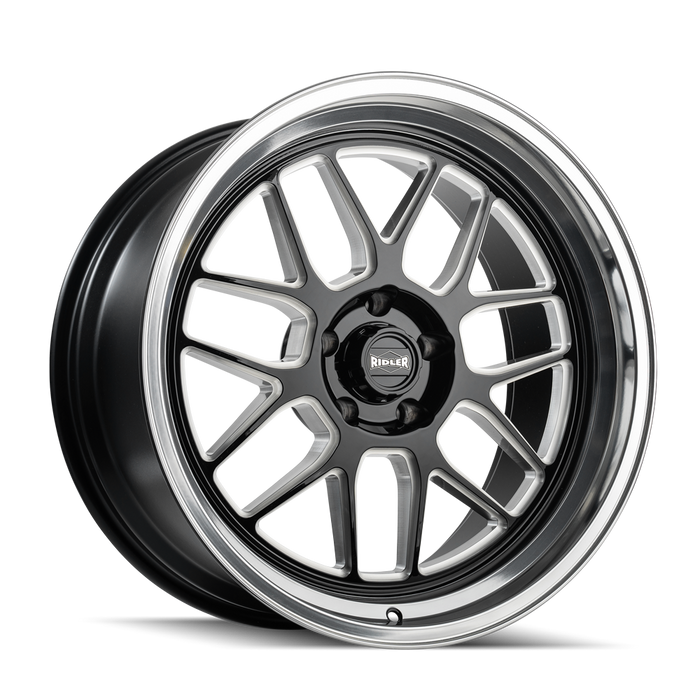 Ridler 611 Gloss Black/milled with Diamond Cut Lip Wheel 1
