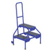Vestil RLAD-2-B Steel Portable Two-Step Rolling Ladder Rubber Matting 23-1/2 in. x 20-9/16 in. x 42 in. 300 lb. Capacity Blue