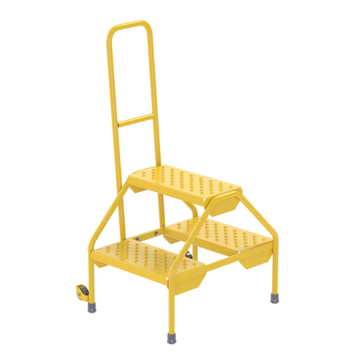 Vestil RLAD-P-2-Y Steel Portable Two-Step Rolling Perforated 23-1/2 in. x 20-9/16 in. x 42 in. 300 lb. Capacity Yellow