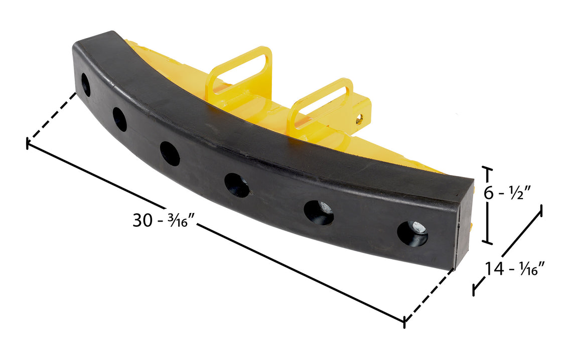 Vestil RPB-2 steel/rubber push bumper-attachment to dimensions diagram