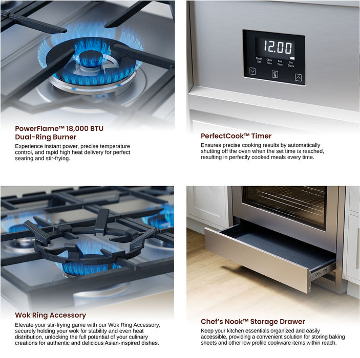 Rangaire 36" Gas Range Convection Oven Freestanding Stainless Steel RRG361TS