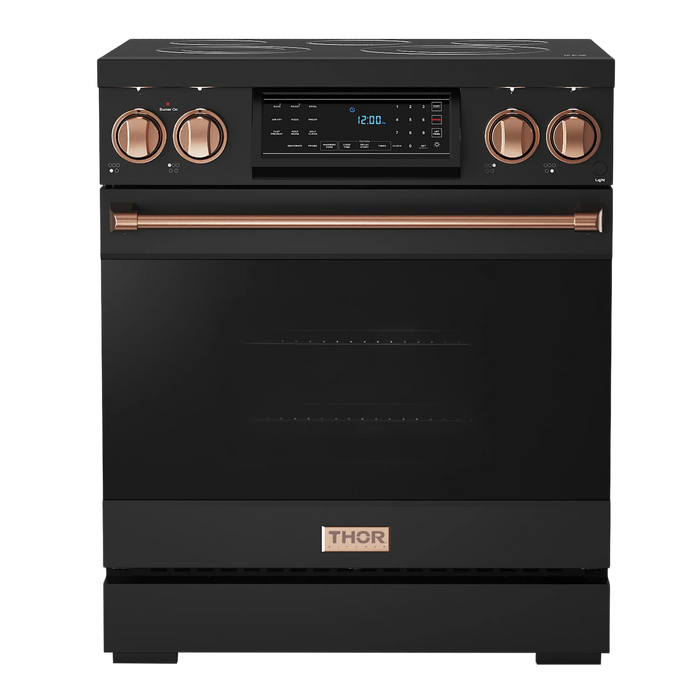 Thor Kitchen Gordon Ramsay Series 30-Inch Professional Electric Range with Tilt Panel Touch Control in Black with Rose Gold Trim (RSE30B-RSG) Thor Kitchen