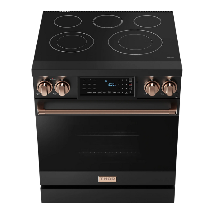 Thor Kitchen Gordon Ramsay Series 30-Inch Professional Electric Range with Tilt Panel Touch Control in Black with Rose Gold Trim (RSE30B-RSG) Thor Kitchen