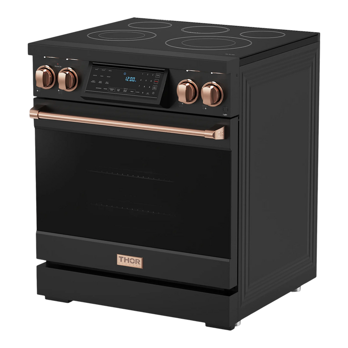 Thor Kitchen Gordon Ramsay Series 30-Inch Professional Electric Range with Tilt Panel Touch Control in Black with Rose Gold Trim (RSE30B-RSG) Thor Kitchen