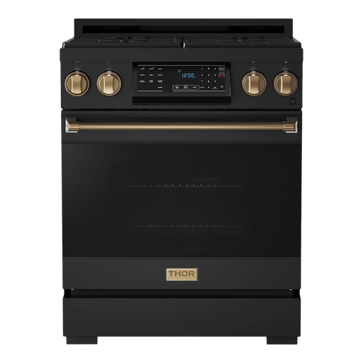 Thor Kitchen Gordon Ramsay Series 30-Inch Professional Gas Range with Tilt Panel Touch Control in Black with Bronze Trim (RSG30B-BRZ) Thor Kitchen