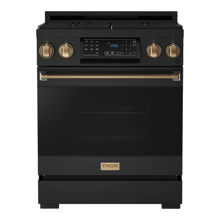 Thor Kitchen Gordon Ramsay Series 30-Inch Professional Gas Range with Tilt Panel Touch Control in Black with Bronze Trim (RSG30B-BRZ) Thor Kitchen