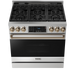 Thor Kitchen Gordon Ramsay Series 36-Inch Professional Gas Range with Tilt Panel Touch Control in Stainless Steel with Bronze Trim (RSG36-BRZ) Thor Kitchen