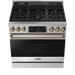 Thor Kitchen Gordon Ramsay Series 36-Inch Professional Gas Range with Tilt Panel Touch Control in Stainless Steel with Bronze Trim (RSG36-BRZ) Thor Kitchen