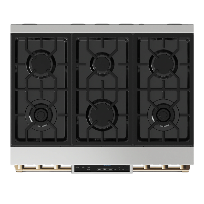 Thor Kitchen Gordon Ramsay Series 36-Inch Professional Gas Range with Tilt Panel Touch Control in Stainless Steel with Bronze Trim (RSG36-BRZ) Thor Kitchen