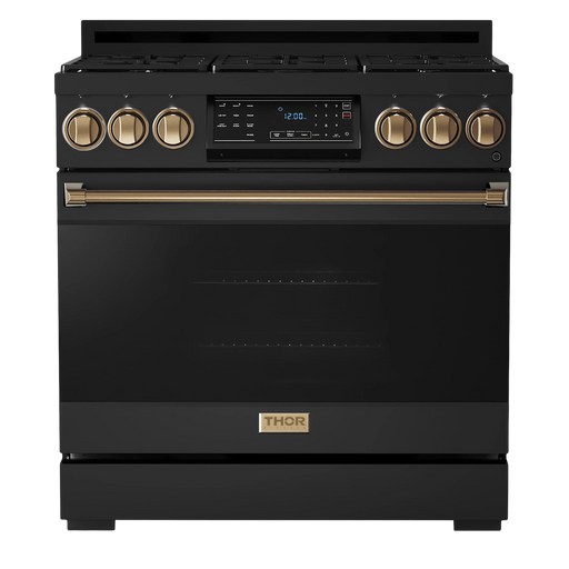 Thor Kitchen Gordon Ramsay Series 36-Inch Professional Gas Range with Tilt Panel Touch Control in Black with Bronze Trim (RSG36B-BRZ) Thor Kitchen