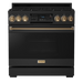 Thor Kitchen Gordon Ramsay Series 36-Inch Professional Gas Range with Tilt Panel Touch Control in Black with Bronze Trim (RSG36B-BRZ) Thor Kitchen