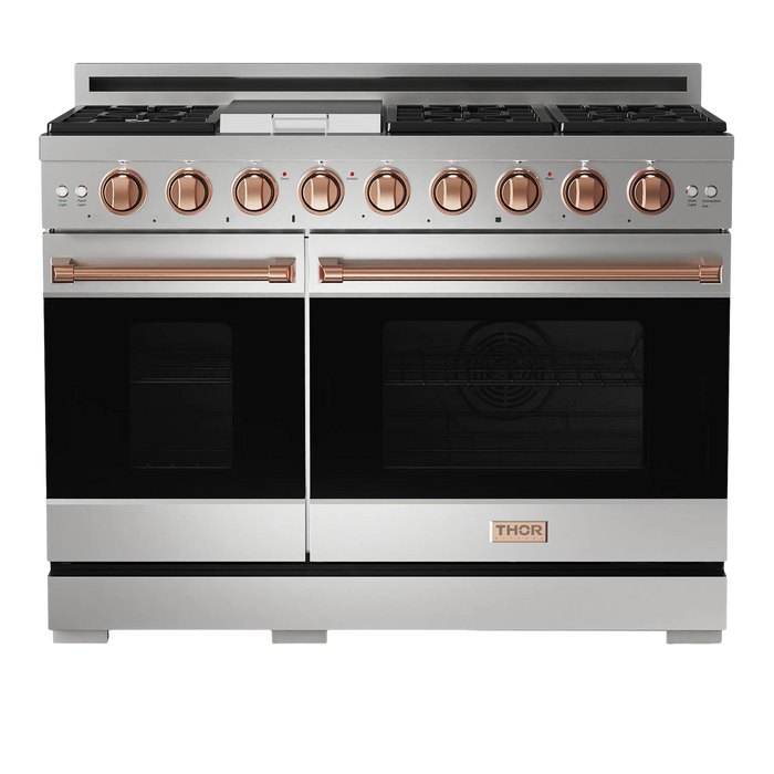 Thor Kitchen Gordon Ramsay Series 48-Inch Professional Gas Range with Double Oven in Stainless Steel with Rose Gold Trim (RSG48E-RSG) Thor Kitchen