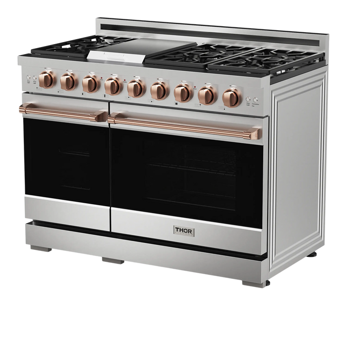 Thor Kitchen Gordon Ramsay Series 48-Inch Professional Gas Range with Double Oven in Stainless Steel with Rose Gold Trim (RSG48E-RSG) Thor Kitchen