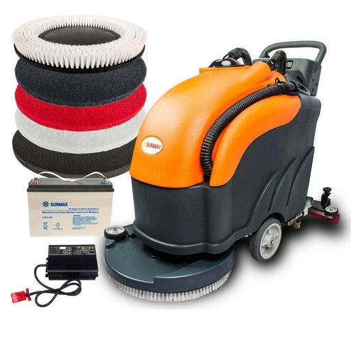 SUNMAX RT50 Walk-Behind Floor Scrubber – 22" Battery-Powered Commercial Floor Cleaning Machine, 14.5-Gal Recovery Tank,...