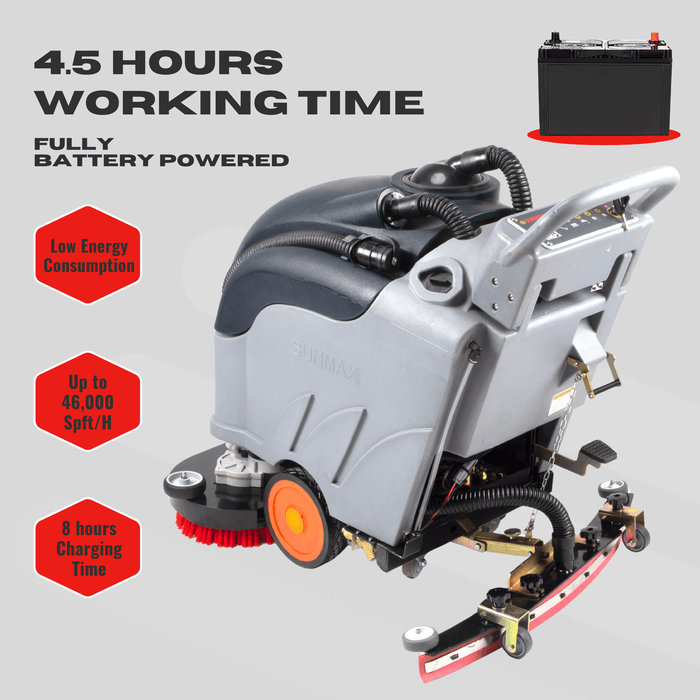 SANITMAX RT50DW 28" Dual Brushes Self-Propelled Floor Scrubber Dryer Machine - Dimensions