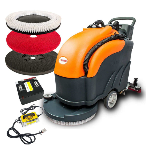 SUNMAX 22" Battery-Powered Floor Scrubber Machine | RT50+ Lithium Warehouse Floor Cleaner