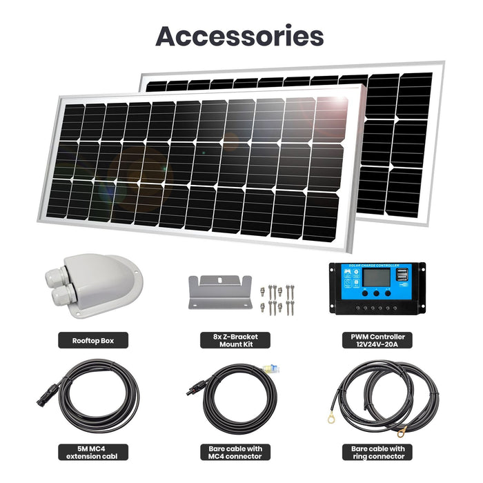 FlexSolar® RV200 RV Solar Charging System w/ PWM Solar Controller | 2*100W