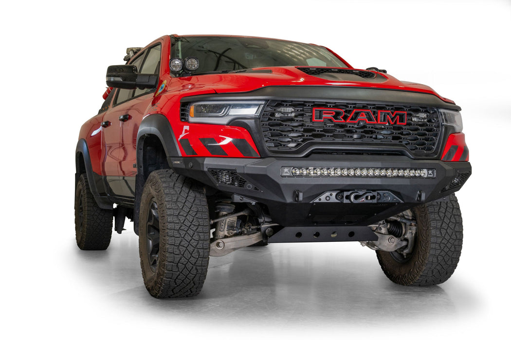 Addictive Desert Designs 2025 Ram RHO Stealth Fighter Front Bumper Winch Kit – installed on vehicle, image 2 of 14