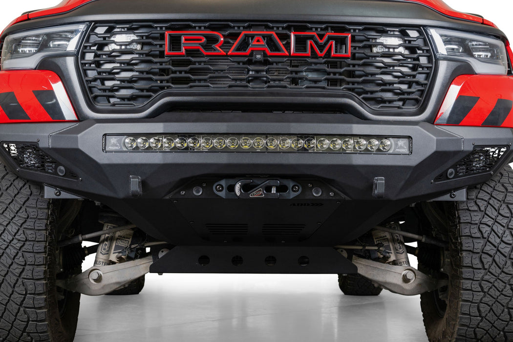 Addictive Desert Designs 2025 Ram RHO Stealth Fighter Front Bumper Winch Kit – installed on vehicle, image 7 of 14