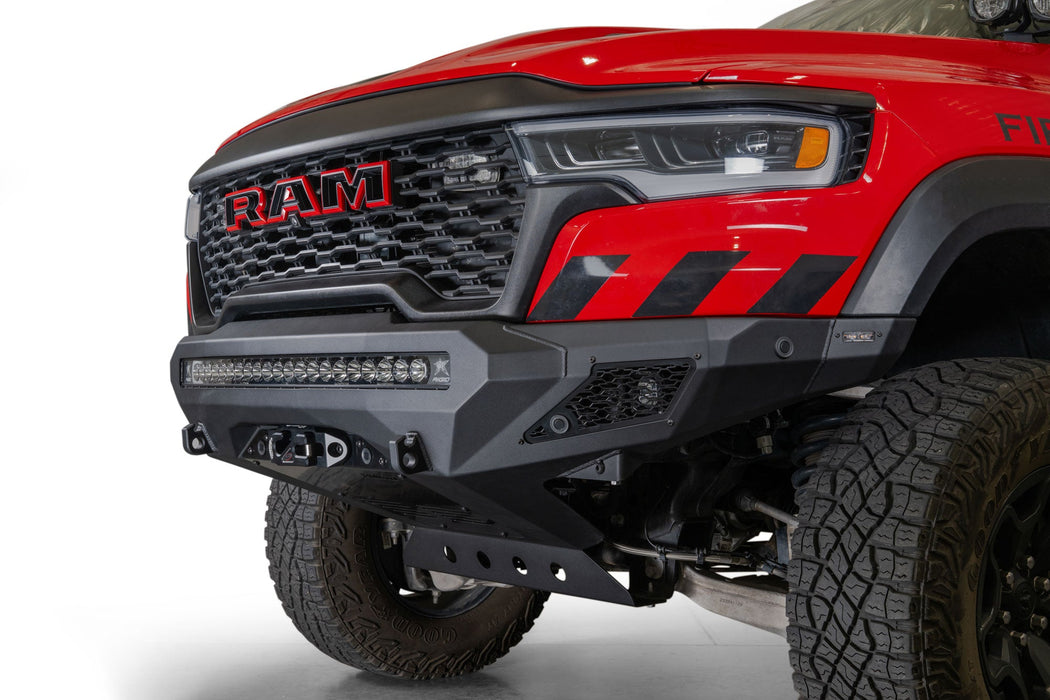 Addictive Desert Designs 2025 Ram RHO Stealth Fighter Front Bumper Winch Kit – installed on vehicle, image 4 of 14