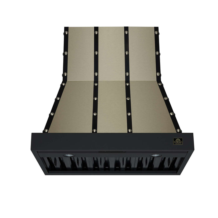Forno Ambassador 36-inch range hood in black front view