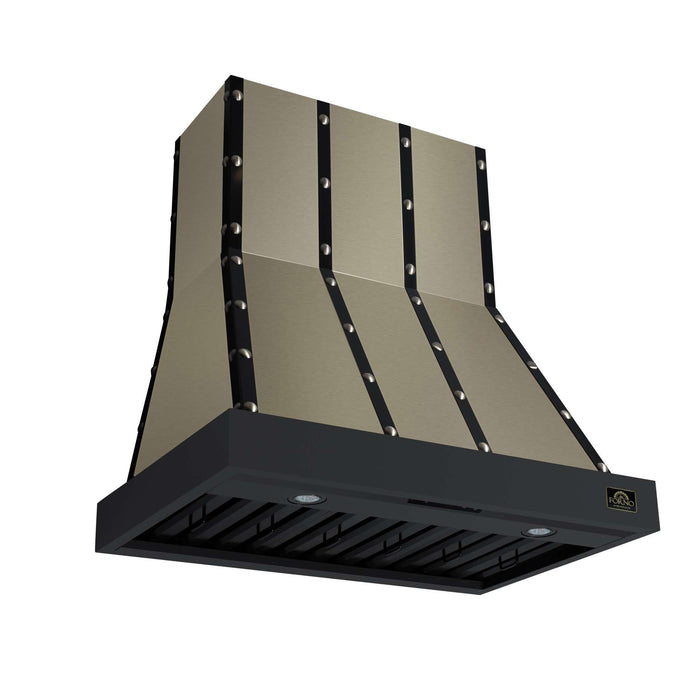 Forno Ambassador 36-inch range hood in black left angled view