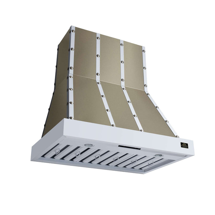 Forno Ambassador 36-inch range hood in white left angled view