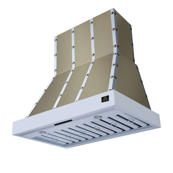 Forno Ambassador 36-inch range hood in white right angled view