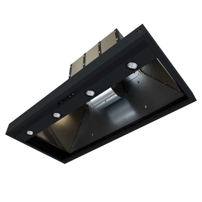 Forno Ambassador 48-inch range hood in black blower motor housing