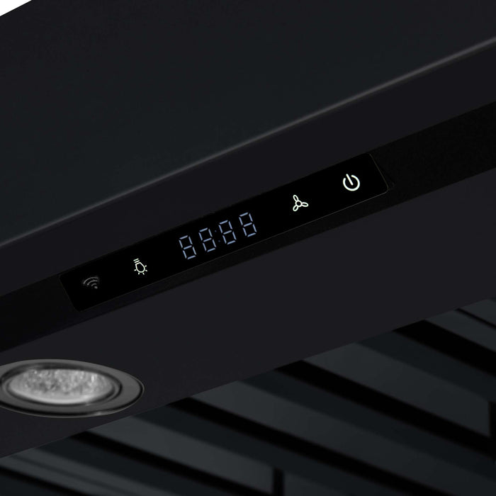 Forno Ambassador 48-inch range hood in black touch control panel detail