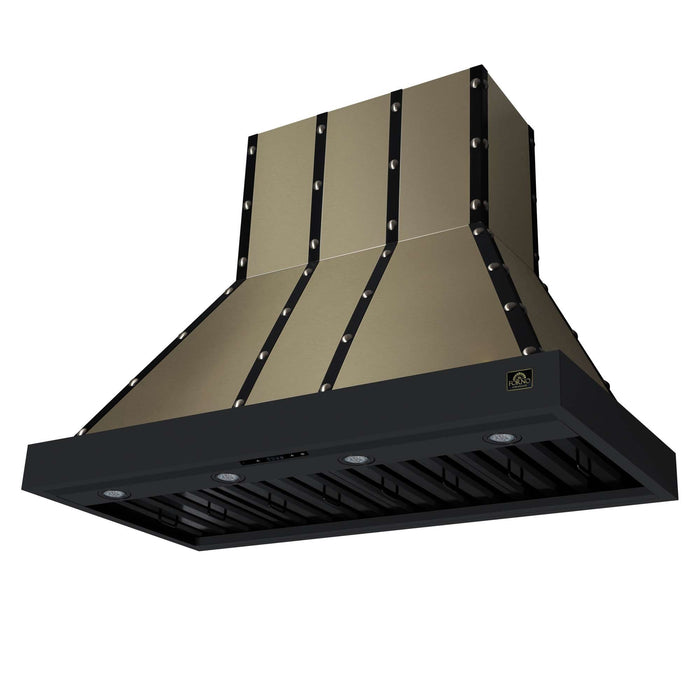 Forno Ambassador 48-inch range hood in black right angled view