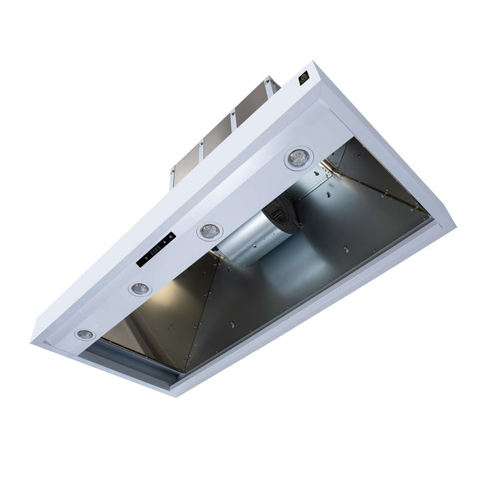Forno Ambassador 48-inch range hood in white blower motor housing