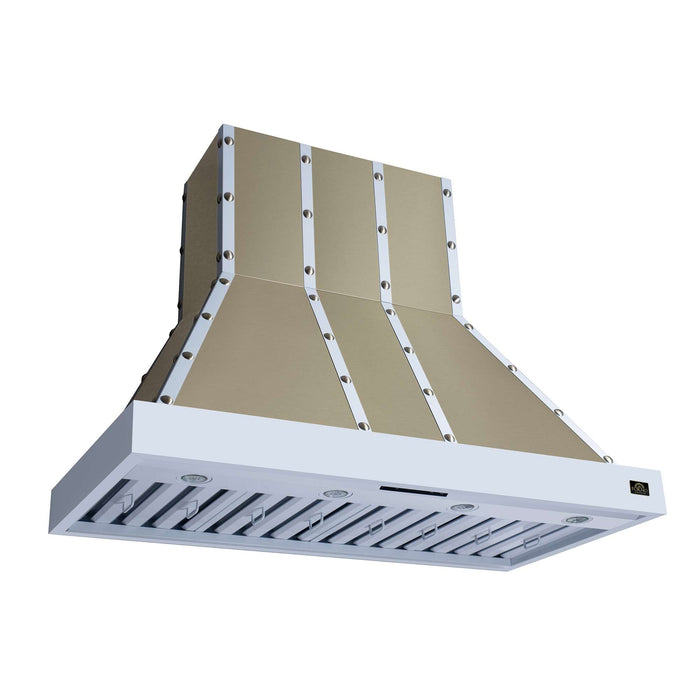 Forno Ambassador 48-inch range hood in white left angled view