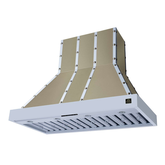 Forno Ambassador 48-inch range hood in white right angled view