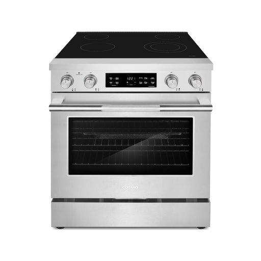 Cosmo 30-Inch Stellar Collection 4.6 Cu. Ft. Electric Range, 4 Burner Ceramic Glass Cooktop, Convection Oven, Stainless Steel front view