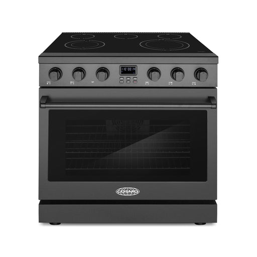 Cosmo 36-Inch Haven Collection 6.0 Cu. Ft. Electric Ceramic Glass Range, 5 Burner Elements, Convection Oven, Matte Black front view